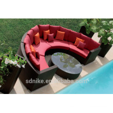 DE- (185) sofá de vime feito à mão mobiliário exterior semi círculo